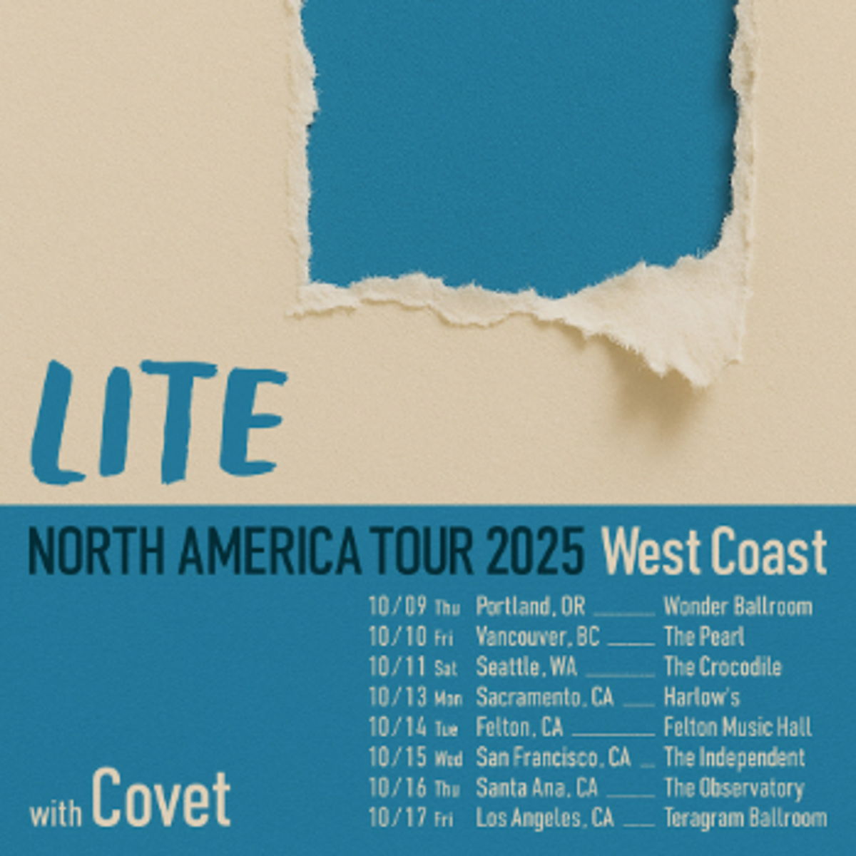 "North America Tour 2025  - West Coast-" with Covet