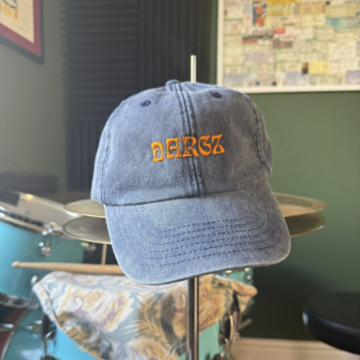 Blue low-profile vintage cap with Orange Dargz embroidery